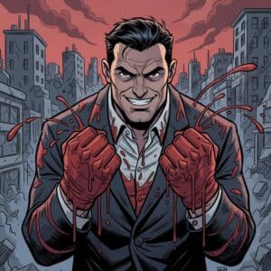 blood on his hands