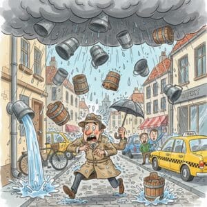 bucketing down